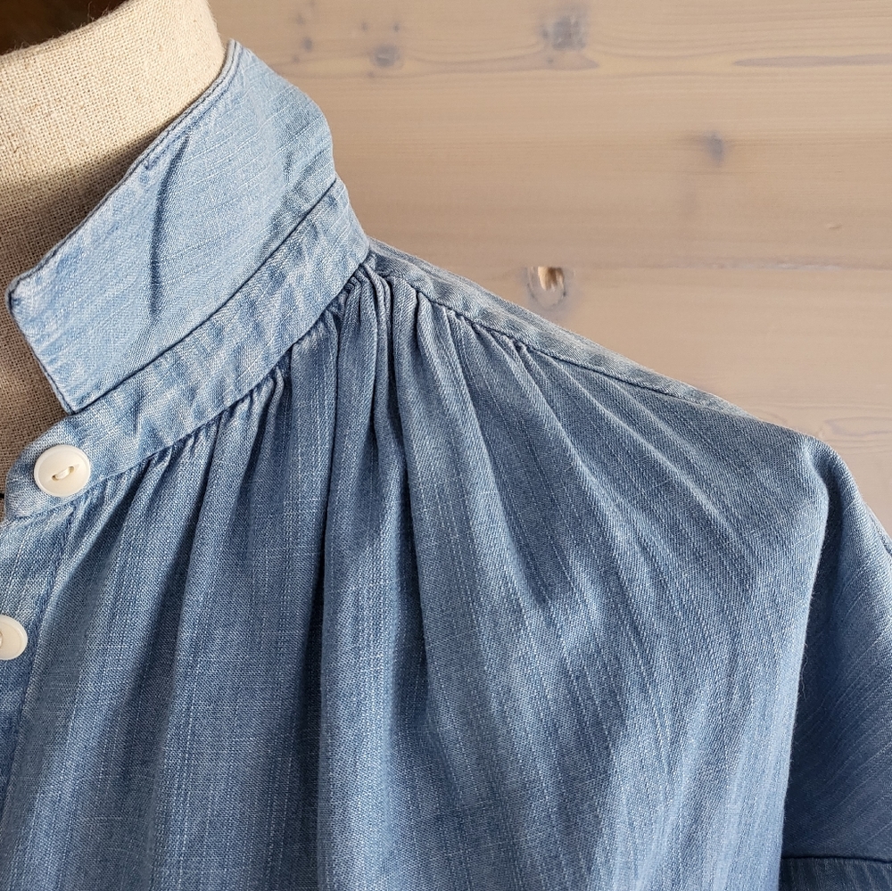 Madewell Central Shirt in Roberta Indigo, Oversize Dolman Chambray Denim XXS - Picture 4 of 6